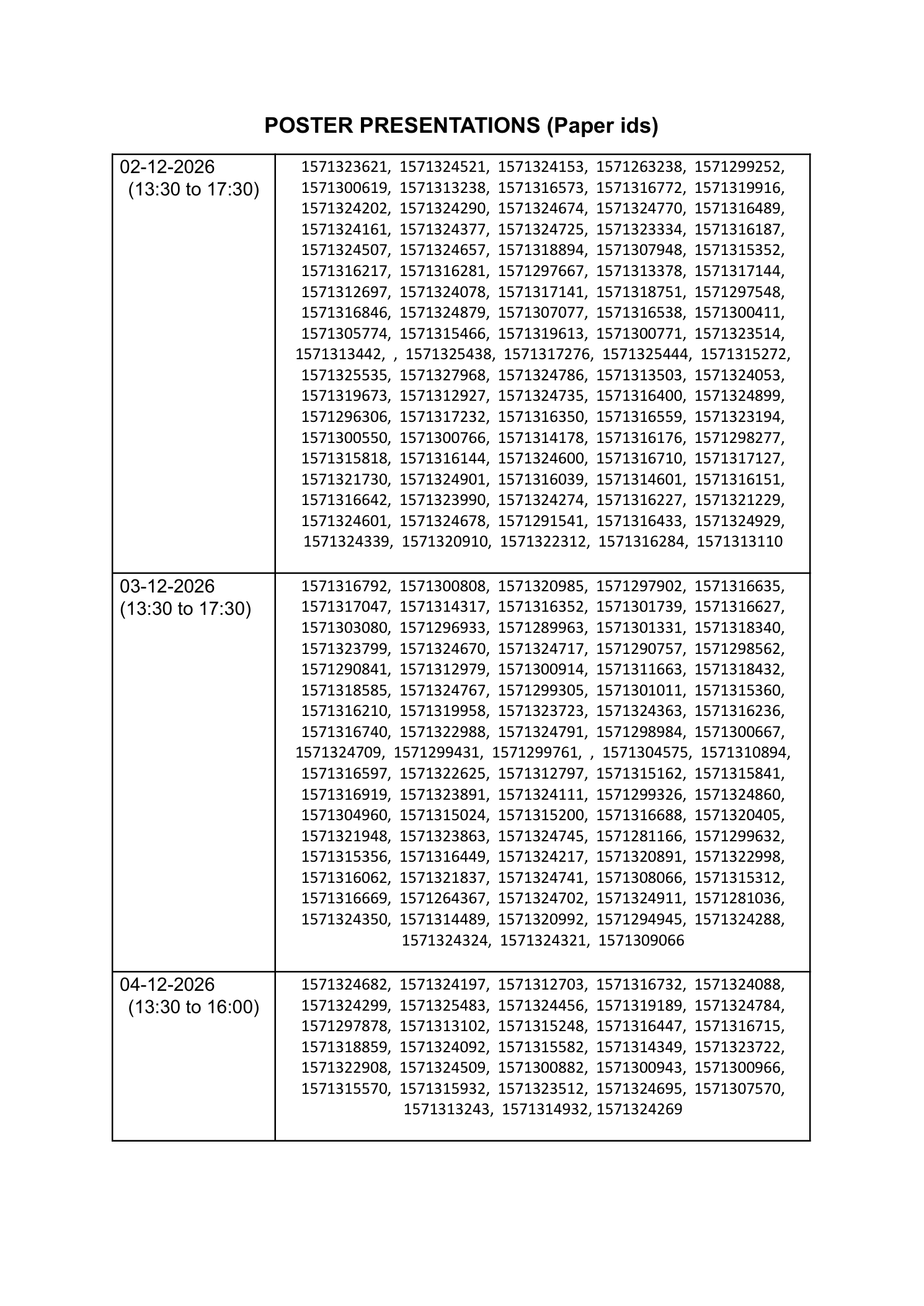 Tentative program schedule, page 2